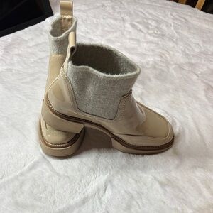 Dolce Vita Cream and Gray Ankle Booties